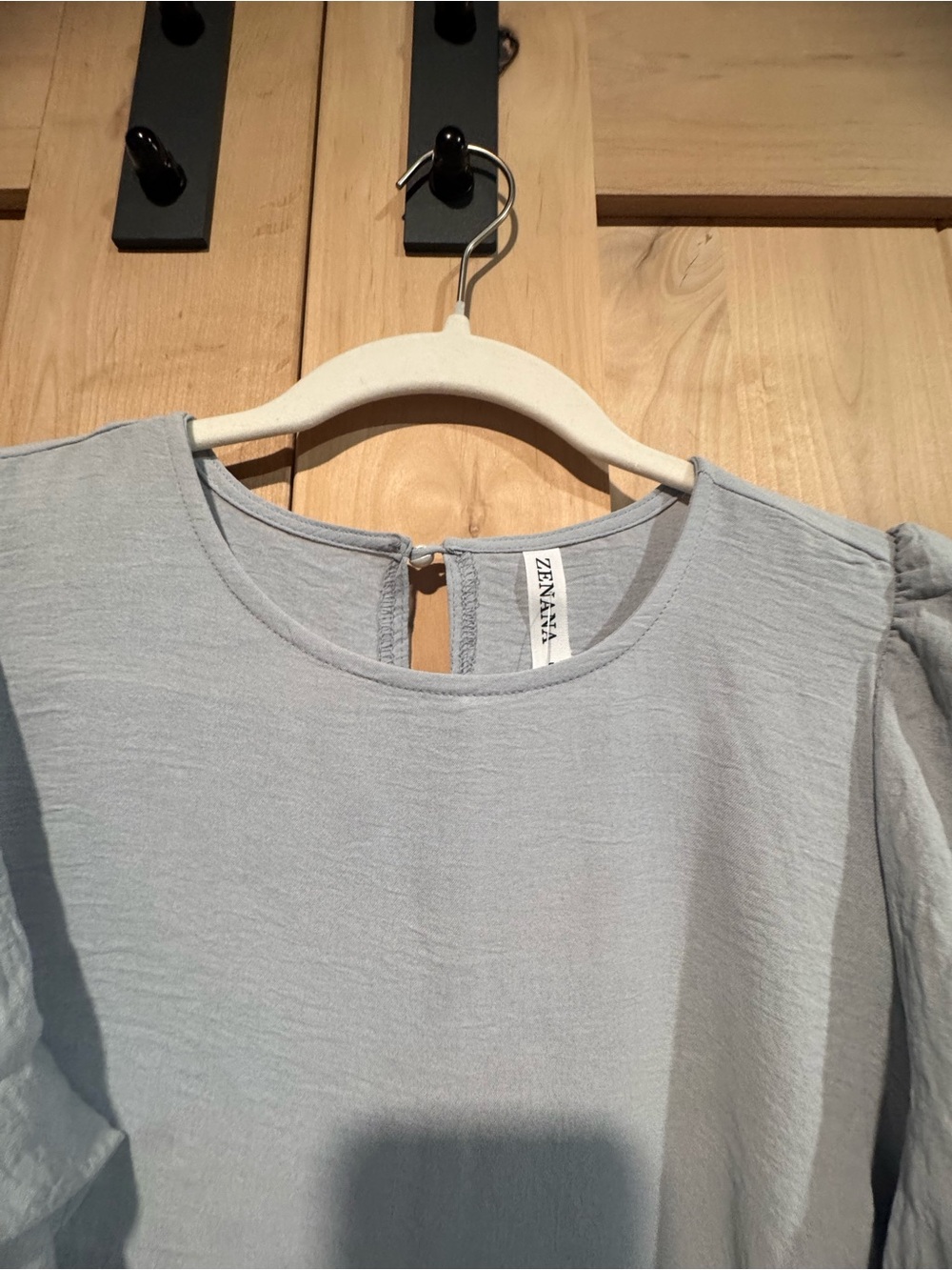 Zenana Light Gray Ruffle Sleeve Women’s Top - Picture 4 of 8